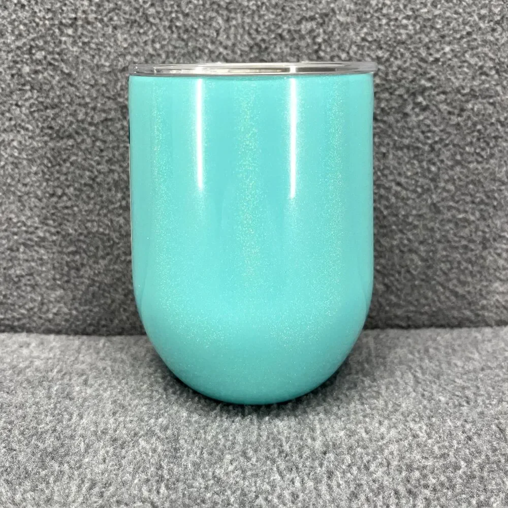 Corkcicle Stemless Cup Tael Aqua Glitter Insulated Wine Glass cold hot 12 oz‎